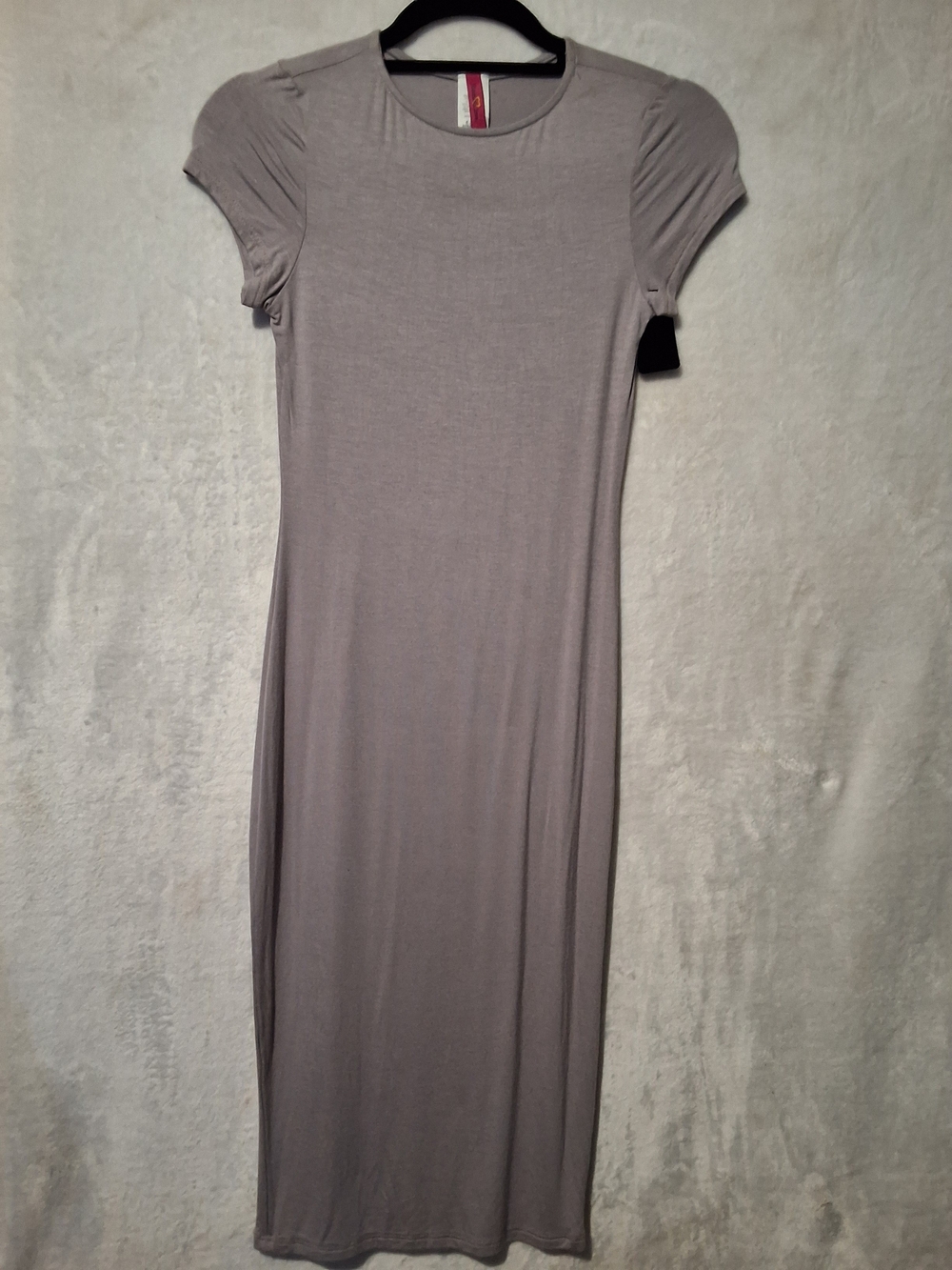 Women's Gray Maxi Dress with Puff Short Sleeves
